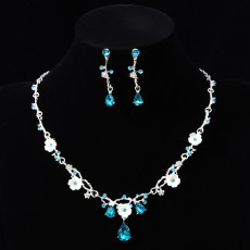 Flower zircon design necklace earring set for brides, new style