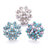 Flower Pearl 20mm metal snap button Alloy rhinestone