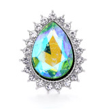 teardrop shape 20mm metal snap button Alloy rhinestone