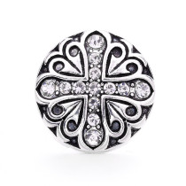 Retro Cross 20mm metal snap button Alloy rhinestone