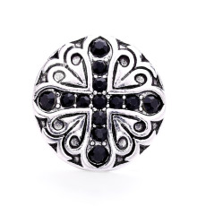 Retro Cross 20mm metal snap button Alloy rhinestone