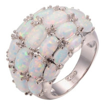 Four rows of oval shaped Australian treasure rings for women's jewelry