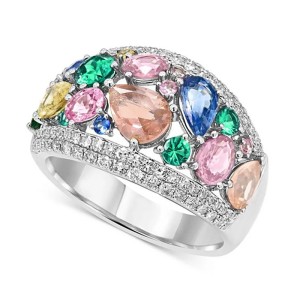 Rainbow Water Drop zircon Ring Colored Ring Jewelry