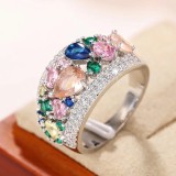 Rainbow Water Drop zircon Ring Colored Ring Jewelry