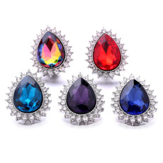 teardrop shape 20mm metal snap button Alloy rhinestone