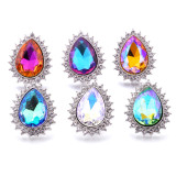 teardrop shape 20mm metal snap button Alloy rhinestone