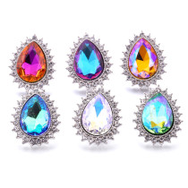 teardrop shape 20mm metal snap button Alloy rhinestone
