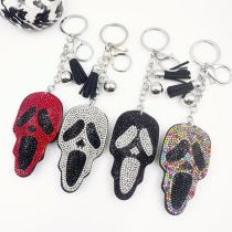 New Halloween Korean Velvet Ghost Keychain Crystal Keychain Pendant