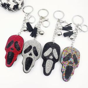 New Halloween Korean Velvet Ghost Keychain Crystal Keychain Pendant