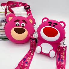 Children's bag, teddy bear cartoon silicone bag, shoulder bag, coin purse