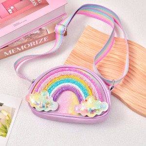 New children's shoulder bag cartoon cute rainbow love crossbody bag