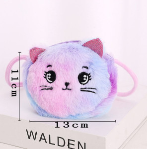 Creative Plush Double Zipper Crossbody Bag Cartoon Children's Shoulder Bag Cute Cat