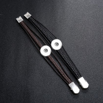 20mm snap button  bracelet Stainless steel bracelet men's leather weaving