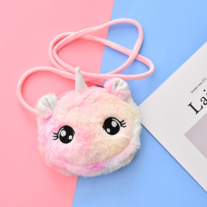 Plush crossbody bag cartoon children's shoulder bag round makeup bag mobile phone storage bag wholesale