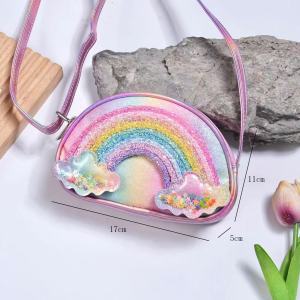 New children's shoulder bag cartoon cute rainbow love crossbody bag
