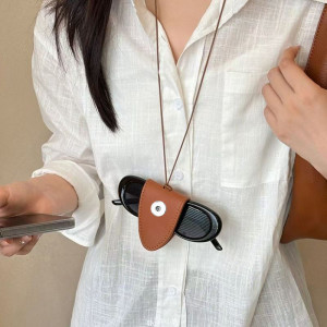 Magnetic leather sunglasses clip necklace 20mm snap button jewelry