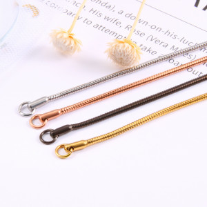 50cm-70cm silvery stainless steel round snake chain necklace snake bone chain