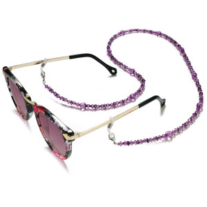 Purple; Beaded glasses chain, glasses rope, fashionable sunglasses hanging neck, anti fall and anti loss