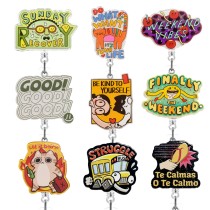 New Creative Acrylic Sparkling Powder Badge Scroll Rotating Scalable Nurse Doctor ID Chest Card Buckle