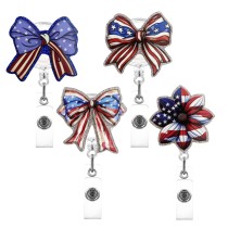 New Acrylic Sparkling Powder Independent Day Easy Pull Buckle US Doctor Nurse Stretch Badge Scroll ID Buckle