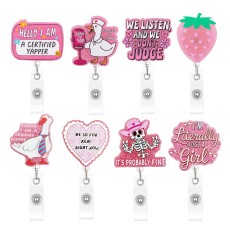 Fun glitter acrylic badge clip with retractable buckle belt clip gift