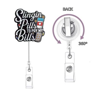 360 ° retractable badge scroll chest clip hospital staff ID easy to pull buckle