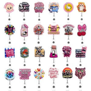 Acrylic retractable buckle, interesting badge clip, retractable recognition chest badge, glitter and easy to pull buckle