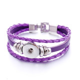DIY PU Leather woven 20mm snap button bracelet multicolored