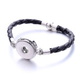 PU Leather woven 20mm snap button bracelet DIY