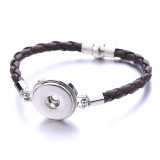 PU Leather woven 20mm snap button bracelet DIY