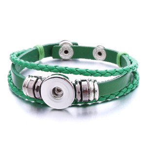 multicolored PU Leather woven 20mm snap button bracelet  DIY