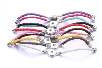 PU Leather woven 20mm snap button bracelet DIY
