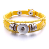 multicolored PU Leather woven 20mm snap button bracelet  DIY