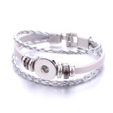 DIY PU Leather woven 20mm snap button bracelet multicolored