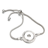 Metal Rhinestone 20mm snap button bracelet DIY  adjustable