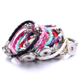 PU Leather woven 20mm snap button bracelet DIY