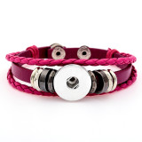 multicolored PU Leather woven 20mm snap button bracelet  DIY
