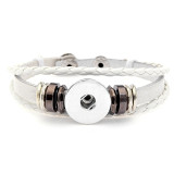 multicolored PU Leather woven 20mm snap button bracelet  DIY