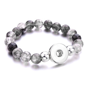 Multicolored beads bracelet 20mm snap button jewelry