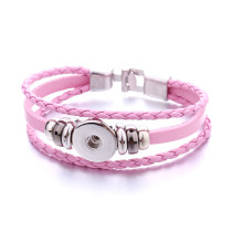 DIY PU Leather woven 20mm snap button bracelet multicolored