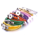 multicolored PU Leather woven 20mm snap button bracelet  DIY