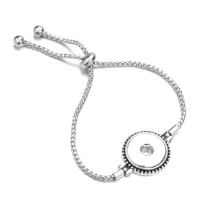 Metal Rhinestone 20mm snap button bracelet DIY  adjustable