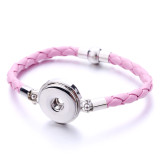 PU Leather woven 20mm snap button bracelet DIY