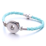 PU Leather woven 20mm snap button bracelet DIY