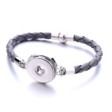 PU Leather woven 20mm snap button bracelet DIY