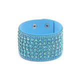 Bohemian style velvet Rhinestone  20mm snap button bracelet  wide bracelet