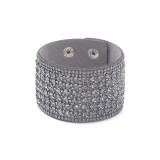 Bohemian style velvet Rhinestone  20mm snap button bracelet  wide bracelet