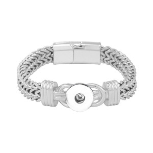 New 20mm snap button magnetic buckle stainless steel bracelet for men