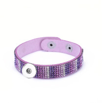 Rhinestone PU Leather  20mm  snap button bracelet