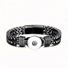 New 20mm snap button magnetic buckle stainless steel bracelet for men